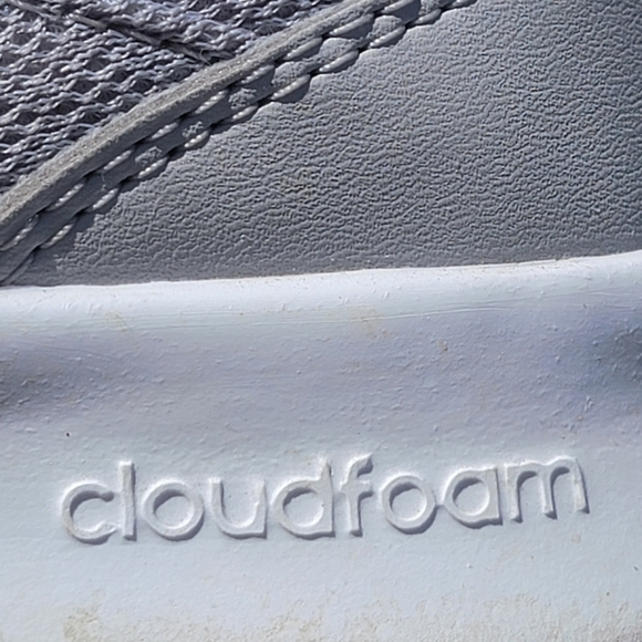 CLOUDFOAM by ADIDAS ♡ Gray 'n White Striped Canvas Fabric Lace Up Sneakers 8.5M - Picture 16 of 16